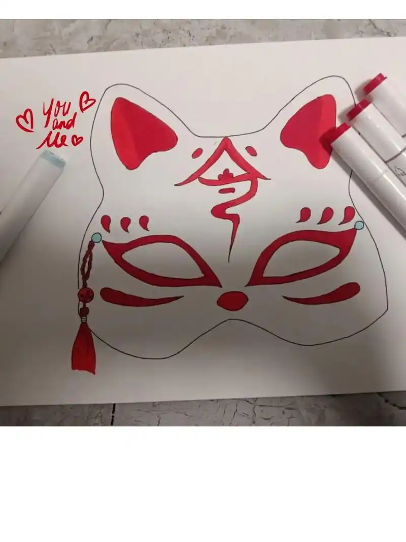 一个狐狸面具就画好了,简单好看.