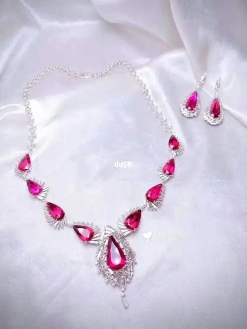 宴会穿搭好物巴西碧玺钻石套装项链