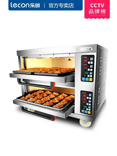 乐创大型电烤箱商用二层二四盘披萨烘焙蛋糕面包燃气烤箱烘烤炉