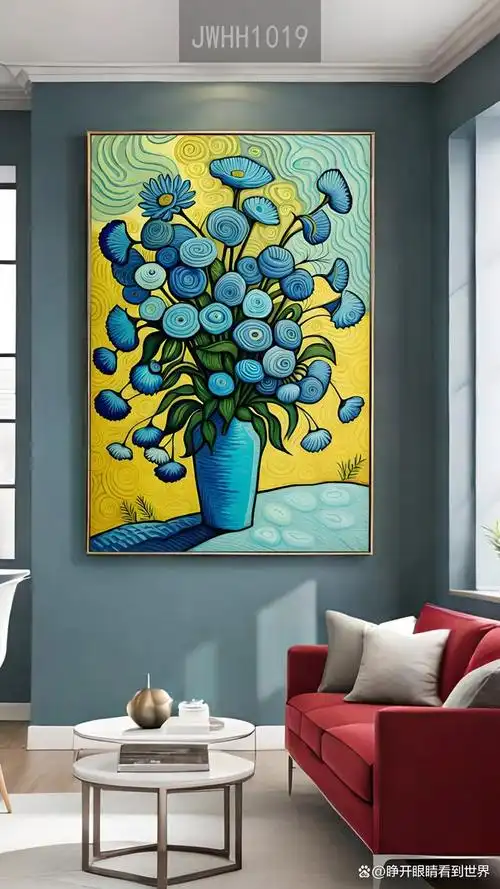梵高风格的瓶中花静物油画装饰画无论是在哪里都能装出高级的艺术