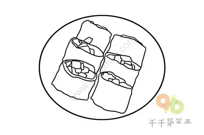 东北小吃 烤冷面简笔画