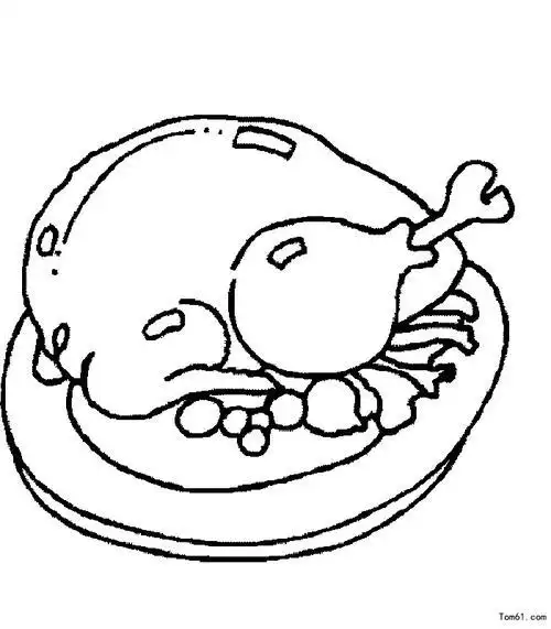 盘子里面的鸡简笔画四步画出烤整鸡简笔画图片鸡腿鸡块简笔画简单好画