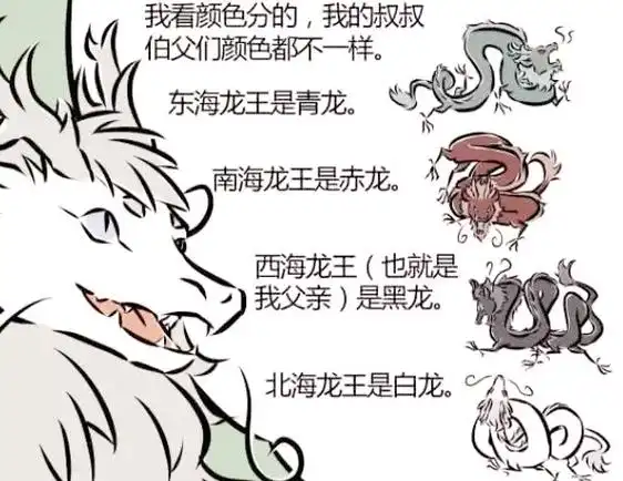 敖烈的妈妈是北海龙族的人所以他的妈妈是白色的龙,在和西海龙王有了