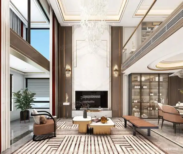 236㎡轻奢复式大宅,高挑空客厅太阔气了