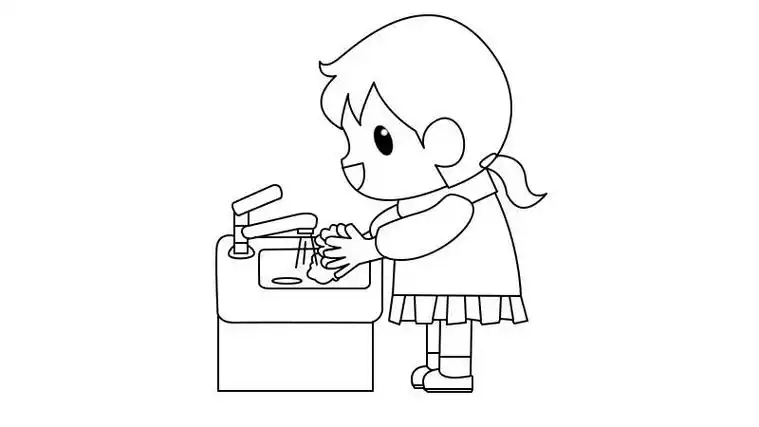 简笔画讲卫生勤洗手简笔画小朋友排队洗手简笔画幼儿洗手简笔画预防