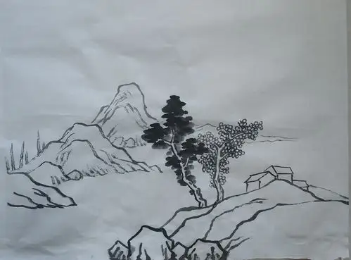 山水画《溪山清远》本课学习的重点:山石画法,夹叶树及点苔植被的画法