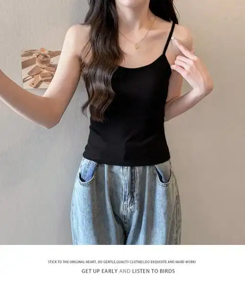 实拍针织小背心女夏外穿2024年新款内搭吊带短款打底上衣 - 17网