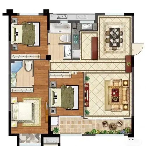 正规三房两厅的户型正气无缺角风水无敌