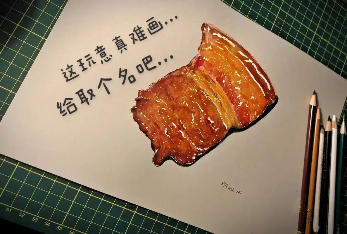 今天教大家画马克笔彩铅画五花肉