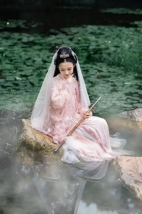 高定鲛人泪汉服女仙气飘逸古风花嫁传统汉服女民族服装