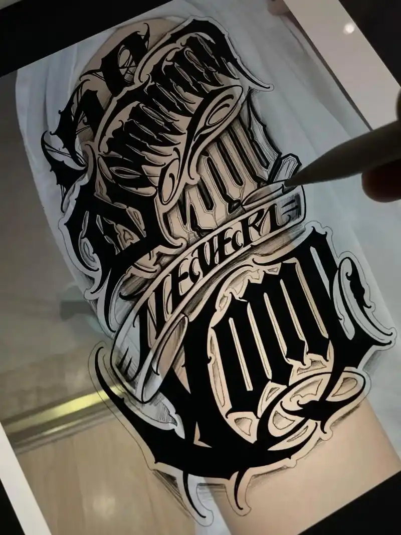 花体字纹身 #花体字 #two - 抖音