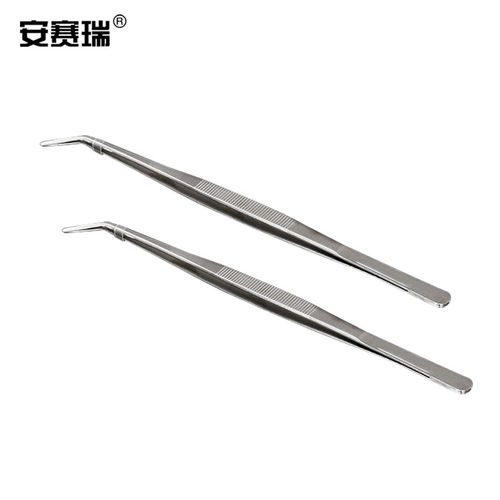 安赛瑞 不锈钢镊子(5支装)304不锈钢实验室敷料镊组织镊茶镊维修工具