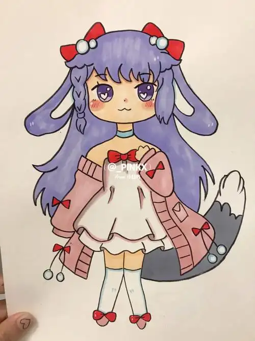 马克笔手绘/q版人物/简笔画/动漫女生