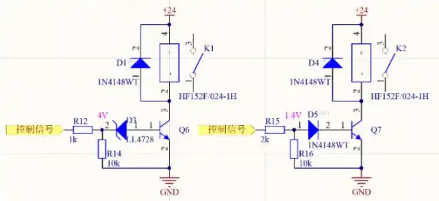 图6:npn三极管驱动继电器
