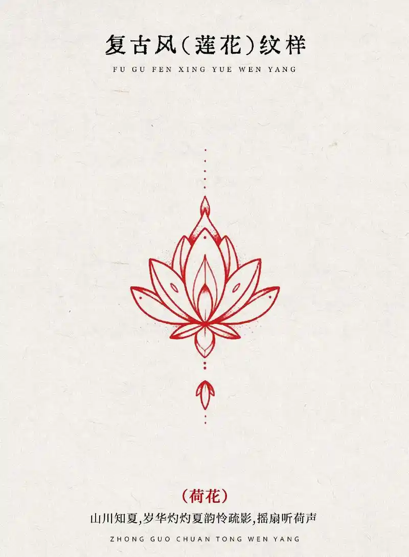 复古风莲花纹样-荷花元素绘画.#手绘 #传统文化 #oc # - 抖音