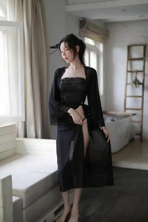 女欧美个性动感连体家居服套装免脱丝袜透明开裆挂脖网衣图片色均码