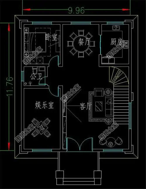 村里盖房图纸大厅挑空的三层别墅设计图,面宽不到10米
