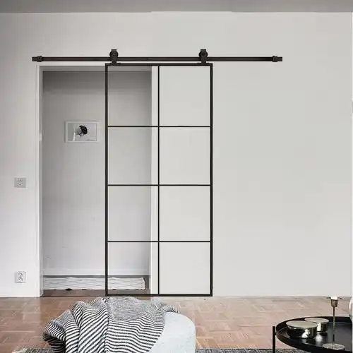 谷仓门极窄边框厨房门卫生间玻璃吊轨门铝镁钛合金简欧谷仓门