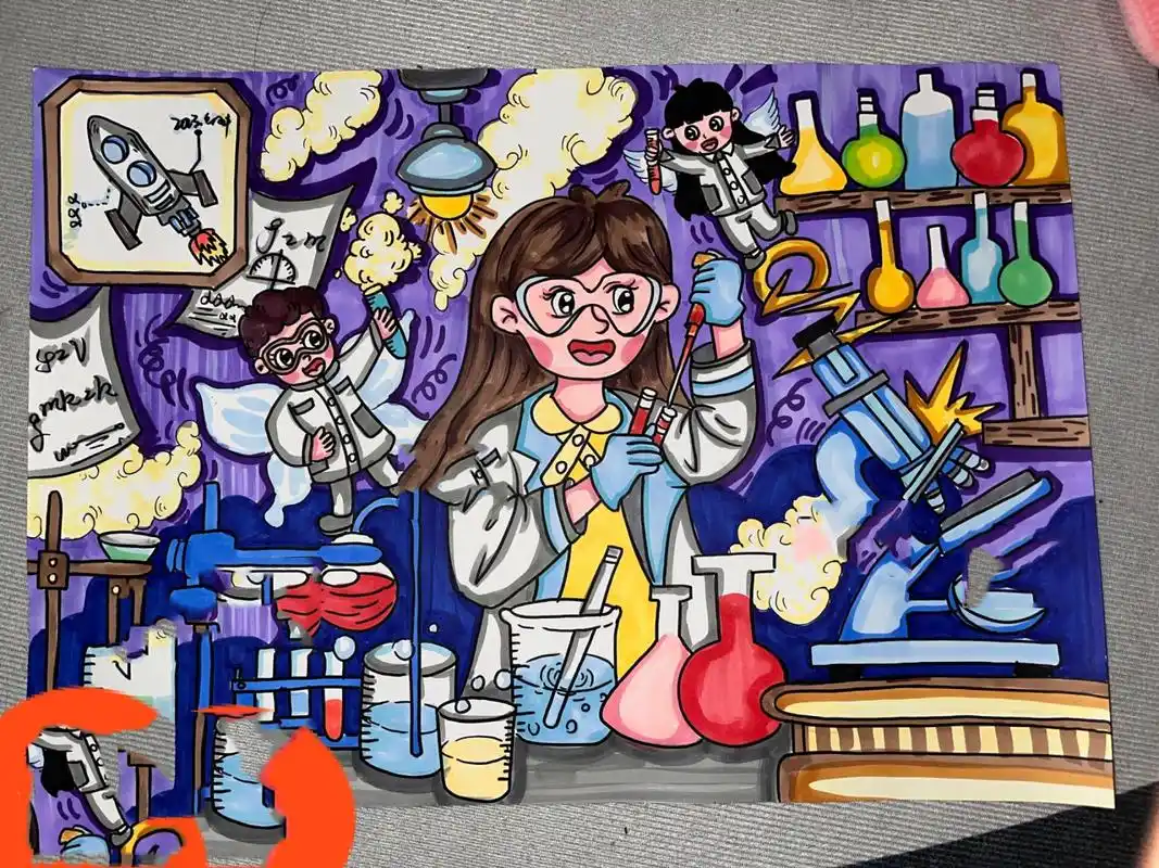 科学实验主题绘画—不会画的私我 科学主题绘画已参赛
