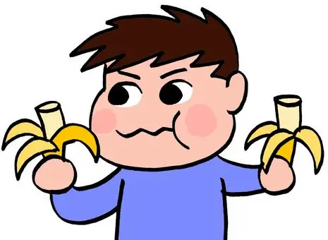 一个吃香蕉的男孩