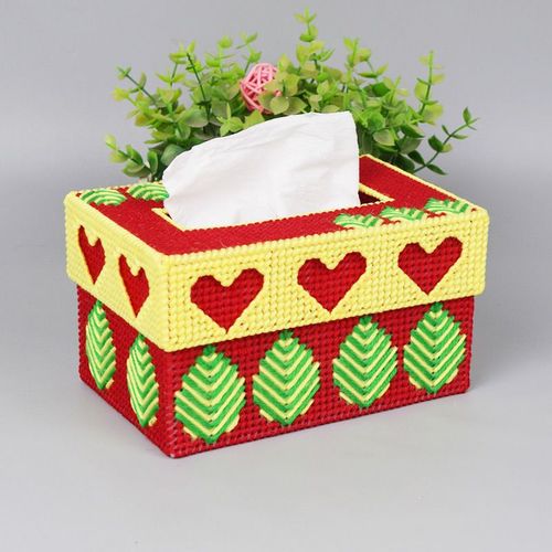 毛线立体十字绣非成品自己绣小图抽纸盒家用客厅手工编织纸巾盒