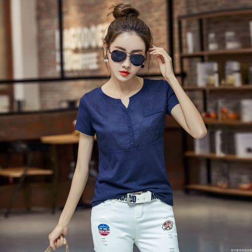 2021年新款夏季短袖t恤女半袖洋气适合40岁女装时尚上衣棉麻体桖