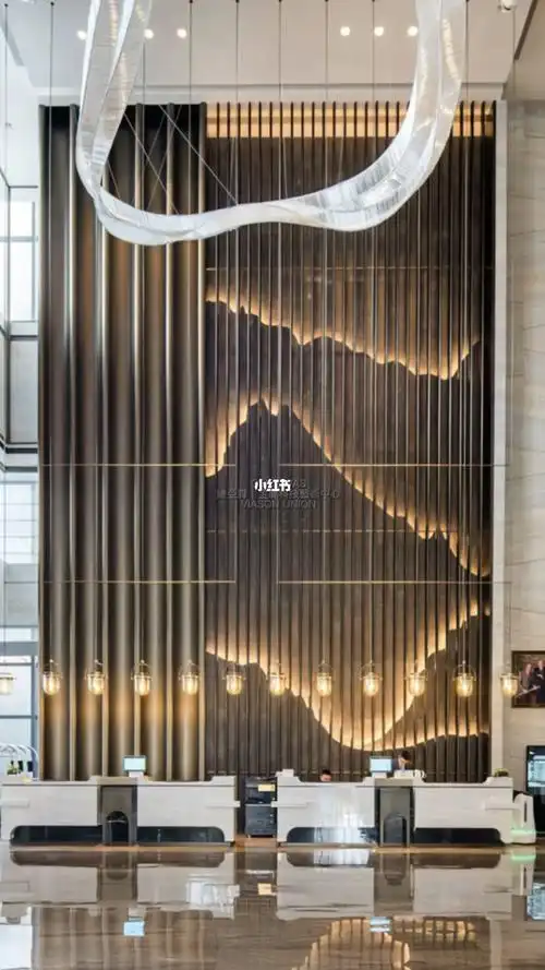 jw万豪酒店15米空中大堂山水背景墙