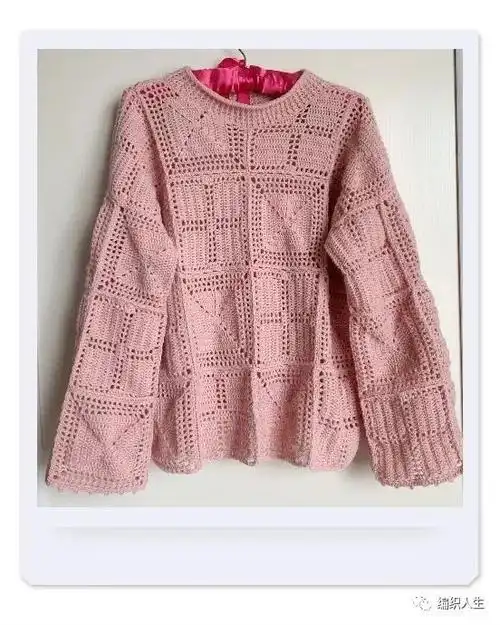 温柔又可爱女士宽松钩针方块外套有编织图解