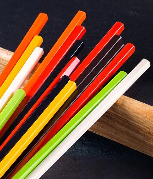 彩色密胺筷耐高温防霉家用塑料筷子酒店餐饮火锅筷子仿瓷消毒筷子24