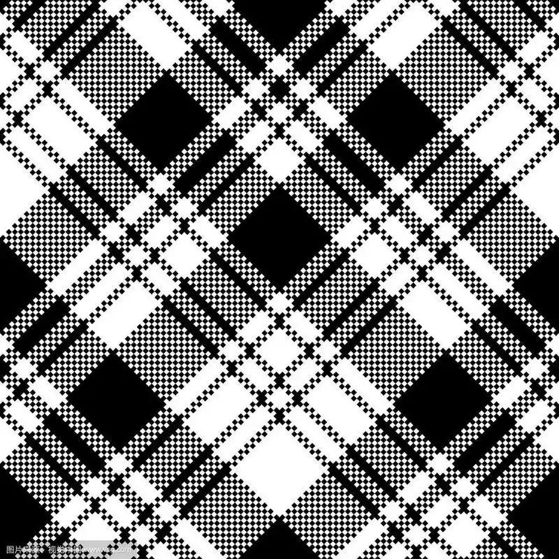 像素黑白格子无缝图案