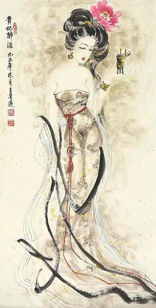 0424贵妃醉酒立轴设色纸本