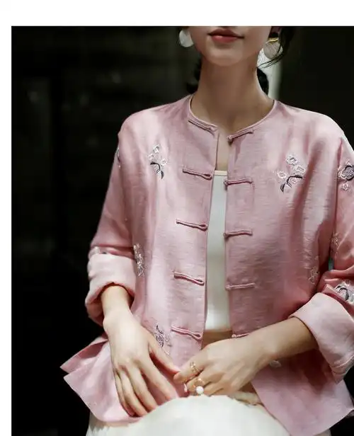 【上衣】江南范新式中国风改良汉服刺绣上衣唐装开衫对襟盘扣
