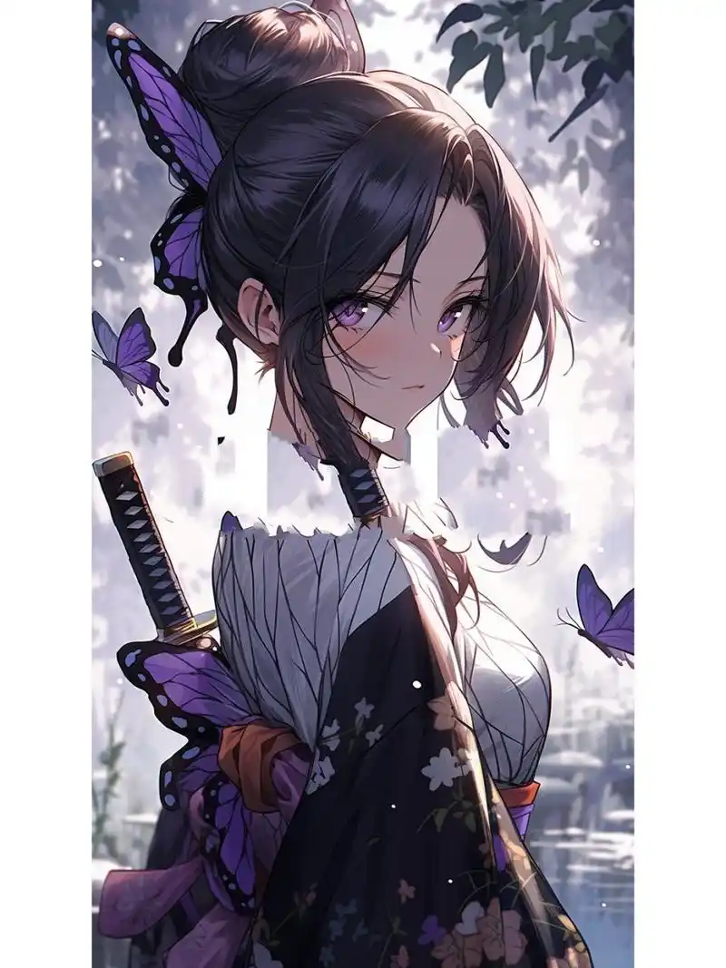 鬼灭之刃手机超清壁纸-虫柱-蝴蝶忍3 关注后可私信我无水印超清图,限