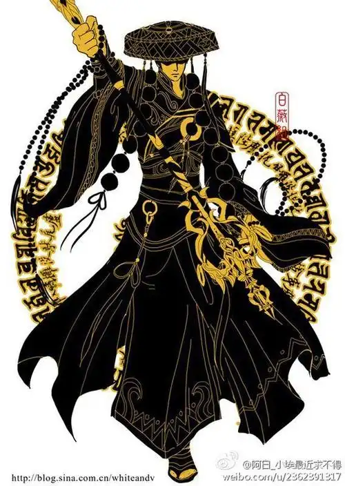 求几张俊秀的少林和尚动漫图,身穿袈裟,项戴佛珠,相貌堂堂,不要老方丈