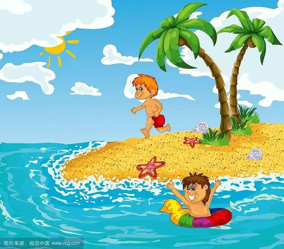 卡通夏季背景矢量插图