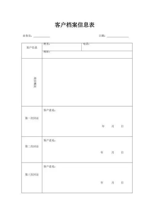 客户档案信息表