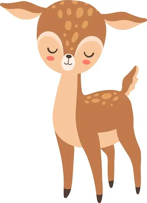 可爱的卡通小鹿孤立在白色