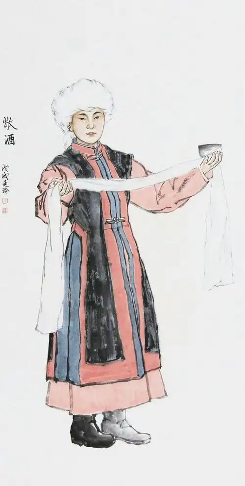 博宝资讯马延玲国画人物作品赏析写人写情传递一种蒙古族风情