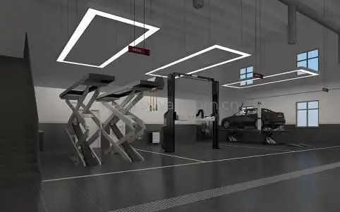 河北综合汽修厂装修效果图案例-星宝豪车港 | 卓一设计 | 专注汽修厂