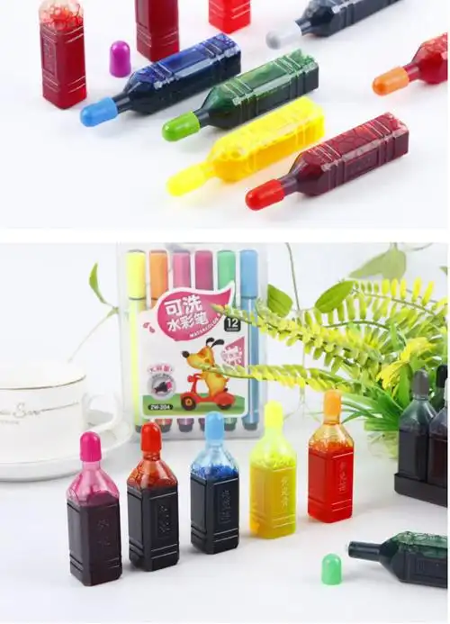 水彩笔补充液儿童可水洗水彩笔水24色彩笔彩色墨水填充液水彩颜料 36