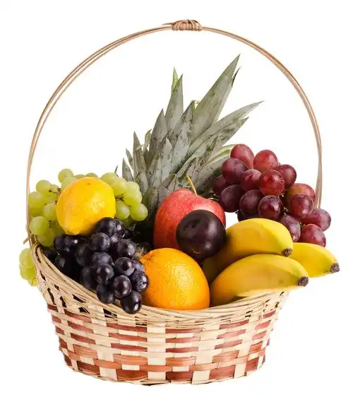 白色背景一篮子新鲜水果静物 multifruit