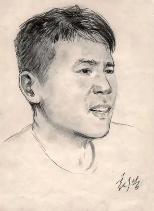 《青年工人》素描 20x27cm 1957年作