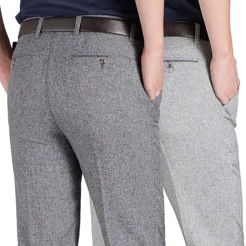 夏季薄款中老年男裤宽松中年男士休闲裤爸爸裤子新款长裤子西裤男