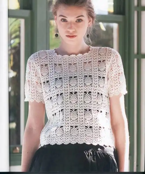 钩针  #手工钩针编织  #钩针图解  #短袖  #菠萝花 #圖解