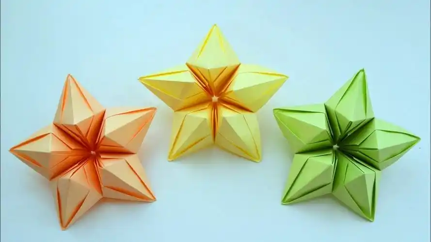 教你折纸立体纸星星,用绳子挂在房间里美呆了!