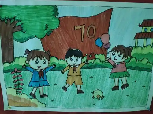 奇台县半截沟镇二马场幼儿园"童心画祖国"喜迎建国70周年 幼儿亲子