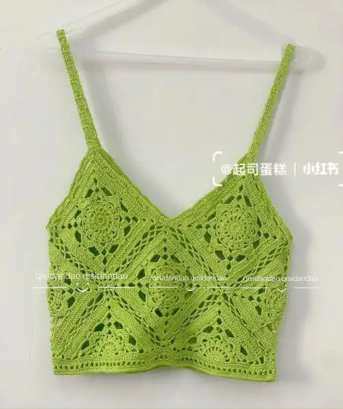钩针春日蕾丝吊带背心衣服附图解