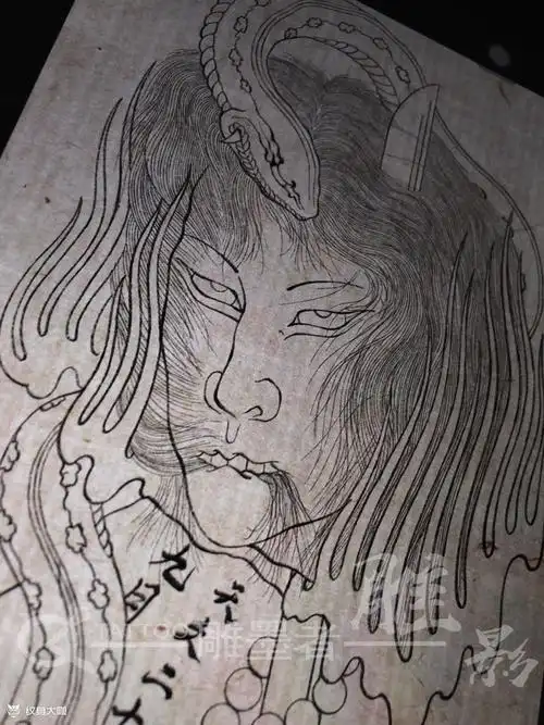 日式传统生首_纹身图案手稿图片_初代.雕影的纹身作品集