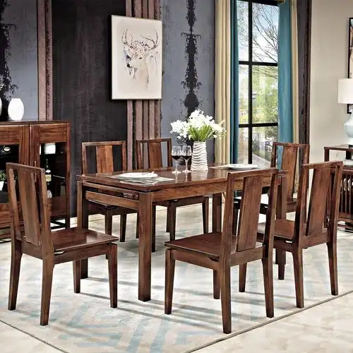 【中弘家居】尚品系列 北欧时尚实木长桌家用餐厅楸木餐桌