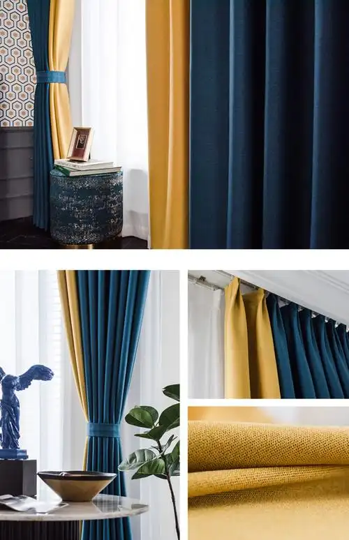 窗帘2021年新款棉麻全遮光布北欧简约轻奢客厅卧室隔音遮阳挂双面灰拼